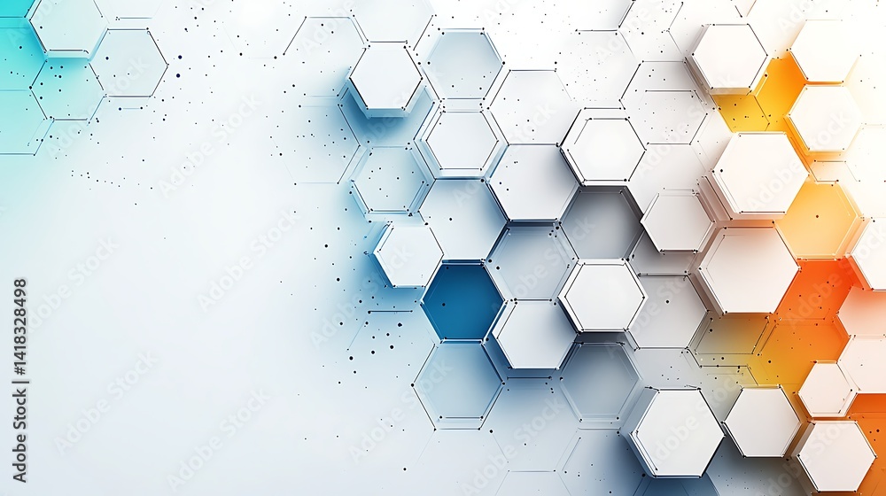 Aufkleber abstract geometric hexagon background, abstract geometric background with colorful hexagons and dots