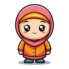 Obraz premium Cute cartoon girl in hijab (1)
