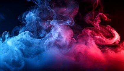 Obraz premium Smoke with red and blue neon light effect