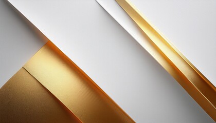 Abstract white background with paper layers and golden stripes