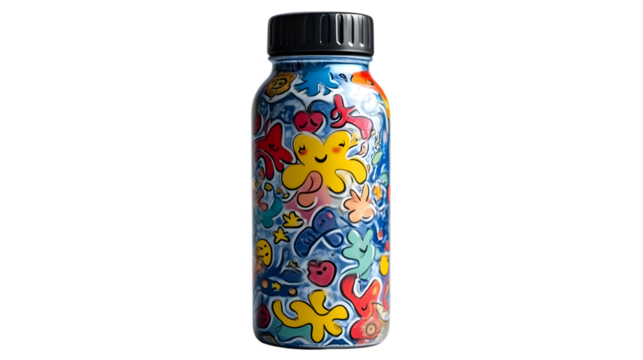 Colorful Water Bottle with Fun Characters and Designs for Kids and Adults