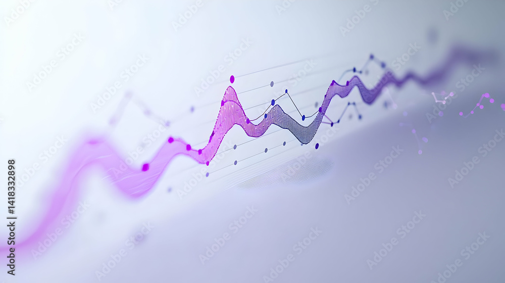 Aufkleber abstract data visualization graph with purple pink and violet lines