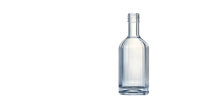 Empty Transparent Glass Bottle on Black Background for Product Design and Packaging Concepts