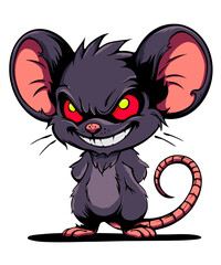 Illustration: Cartoon Maus mit bösem Blick und dunklem Fell