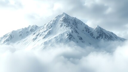Obraz premium Majestic snow-capped mountain peak rising above clouds.