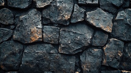 Fototapeta premium Close-up view of a dark stone wall.
