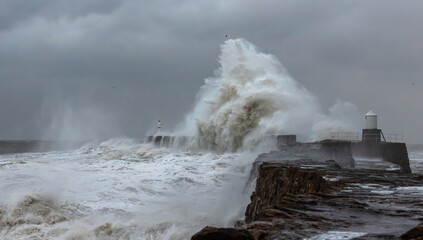 Huge Storm Waves at Pittenweem Harbour, East Neuk of Fife Scotland