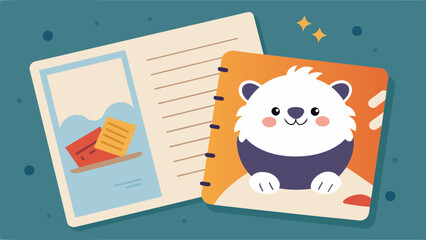 A postcard with a photograph of a e animal and a funny pun adding a lighthearted touch to a journal page full of deep reflections and personal growth.. Vector illustration