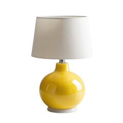 Yellow lamp with shade still life isolated on white background
