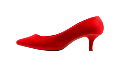 A bold red fashion heel with a sleek, elegant shape that exudes confidence and style isolated on white background or transparent png 
