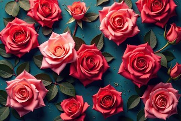 Obraz premium Intricate blooming roses, repeating elegantly across fabric , pattern, botanical, floral pattern