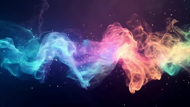 Fondo abstracto colores neon, nubes de gas multicolor fluyendo a trav&eacute;s de la pantalla. 