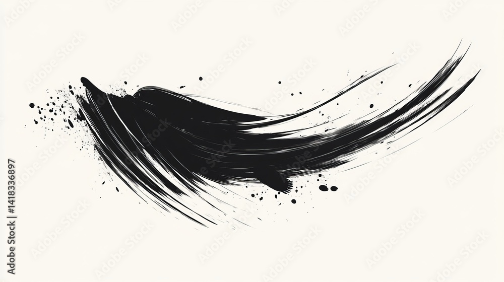 Poster abstract black ink brush strokes dynamic swirling artistic design elegant modern background graphic 