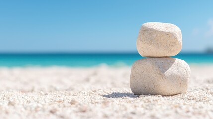 Relaxing beach vacation digital nomad working remotely on laptop