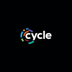 Ring and cycle text created by colored dashed lines. Vector logo