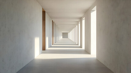 Fototapeta premium Empty Concrete Corridor With Sunlight