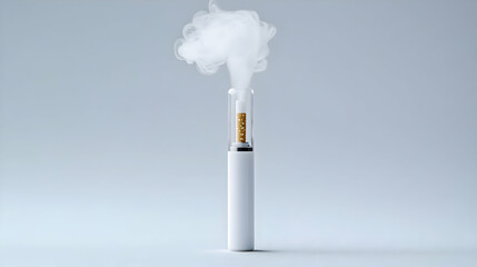 Modern White Electronic Vaporizer Device With Smoke