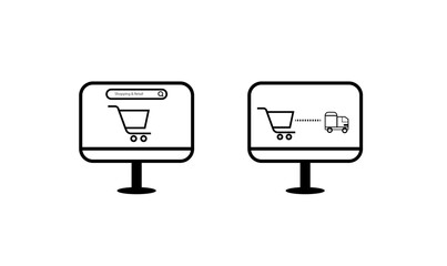 Computer E-commerce Icon Set | Online Tech Store, Shopping, Payment & Delivery Icons