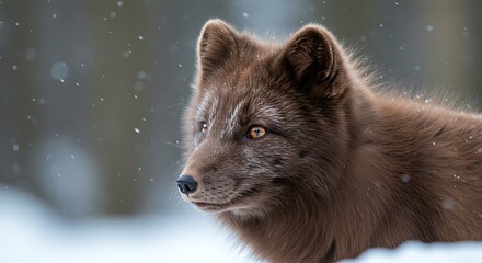 Obraz premium Brown Fox Portrait in Snowy Winter Landscape