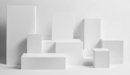 Abstract white geometric shapes composition. (2)