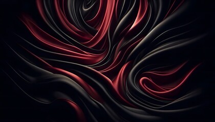 Black dark deep red burgundy cherry maroon crimson abstract background. Silk satin velvet fabric. Elegant luxury rich. Curtain drapery fold line wave flow