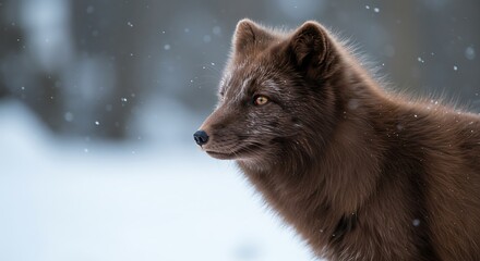 Obraz premium Brown Fox Portrait in Snowy Winter Landscape