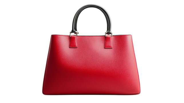 female handbag isolated on white background , transparent png , red bag 