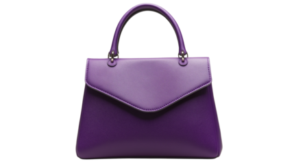 female handbag isolated on white background , transparent png , purple bag 