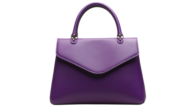female handbag isolated on white background , transparent png , purple bag 