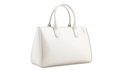 female handbag isolated on white background , transparent png , white bag 