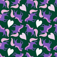 Christmas animals seamless horse pattern for wrapping paper and fabrics