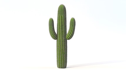 Single tall cactus with subtle needle details, natural green hues, placed cleanly on white.