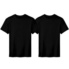 Naklejka premium plain black t shirt is displayed in front and back views, showcasing its simple design and casual style. shirt is short sleeved and made of cotton, suitable for everyday wear