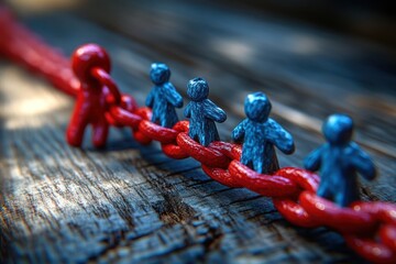Teamwork and Unity Symbolized by Connected Figures on a Chain