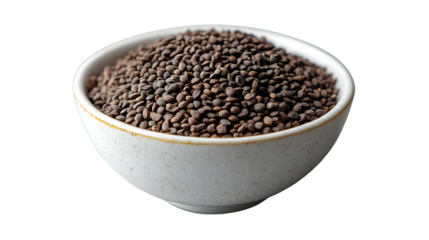 A bowl filled with dark seeds perfect for culinary and healthfocused content