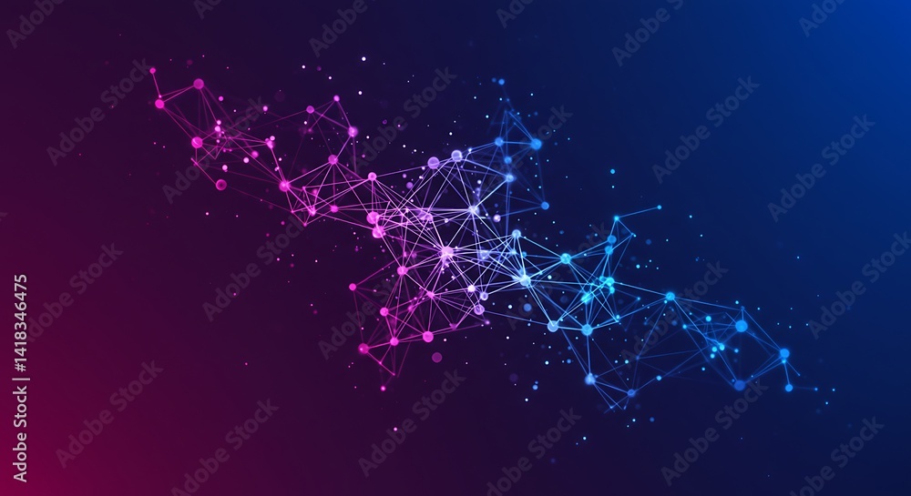 Poster abstract network connection on dark gradient background