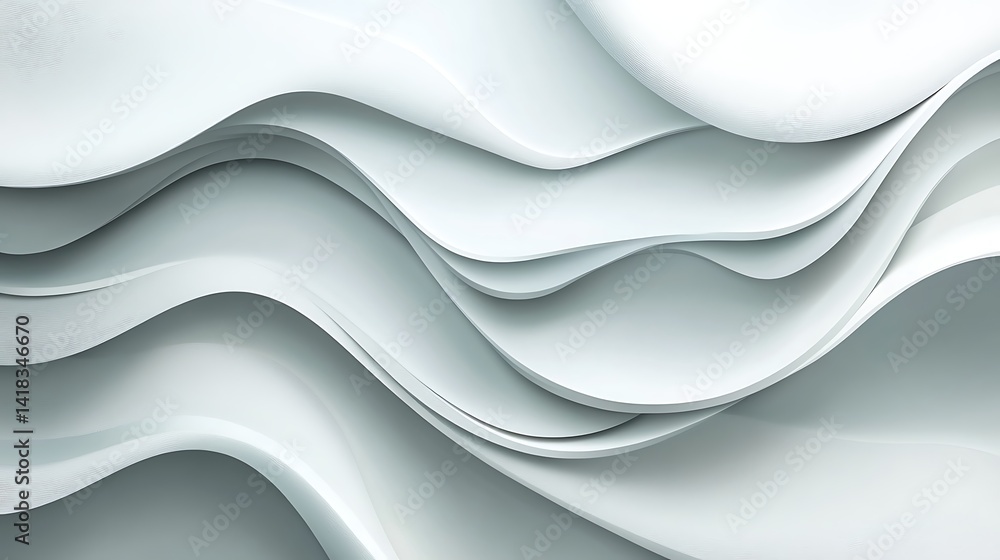 Poster abstract white wavy lines with 3d effect, abstract white wavy lines create a flowing, layered patter