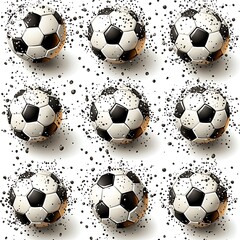 Exploding soccer balls in a repeating pattern.