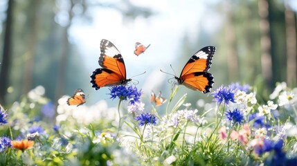 Serene butterflies and wildflowers a dreamy nature image