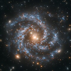 Spiral galaxy with intricate dust and gas structures.