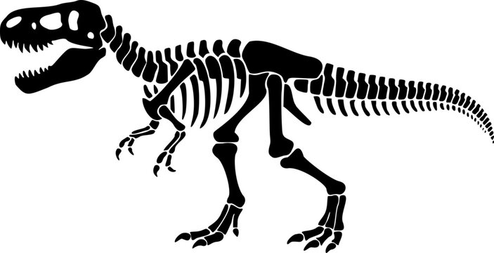 T rex dinosaur skeleton negative space silhouette illustration vector graphic
