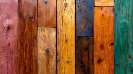 Fototapeta premium Colorful wood planks texture background vertical rustic design
