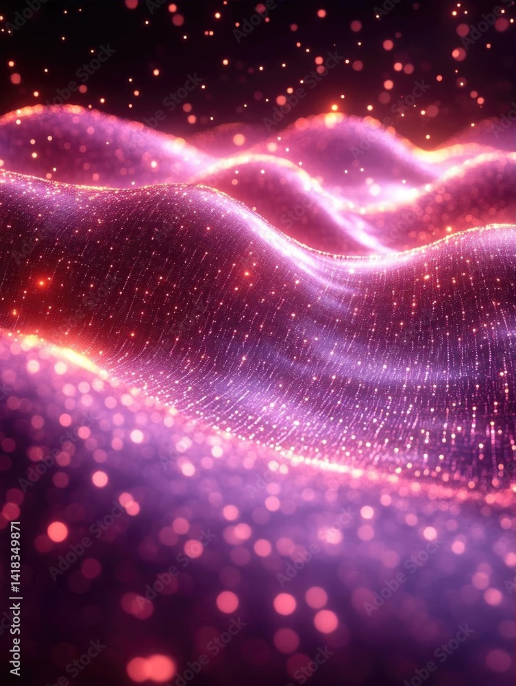 Poster abstract waves of light and color create a mesmerizing digital landscape filled with energy