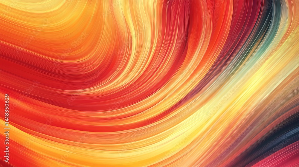 Poster abstract warm color swirls dynamic flowing lines vibrant red orange yellow gradient background desig