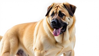 Majestic mastiff, powerful stance, white background, mastiff, portrait