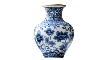 Elegant Blue and White Ceramic Vase with Intricate Floral Patterns and Traditional Design for H