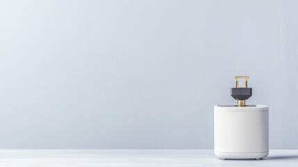 Sleek white power adapter minimalist product shot for electronic accessories