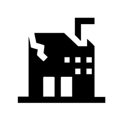 Icon of a damaged building to signify destruction or disrepair