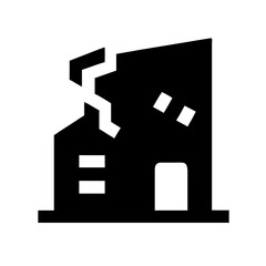 Icon of a damaged building to signify destruction or disrepair