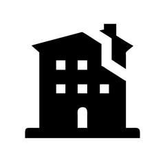 Icon of a damaged building to signify destruction or disrepair